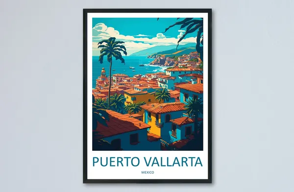 Puerto Vallarta Travel Poster, Mexico Wall Decor
