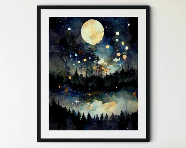 Starry Night Star Patterns Art Print, Moon Chart