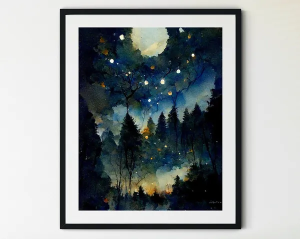 Starry Night Star Chart Poster, Moon and Star Art