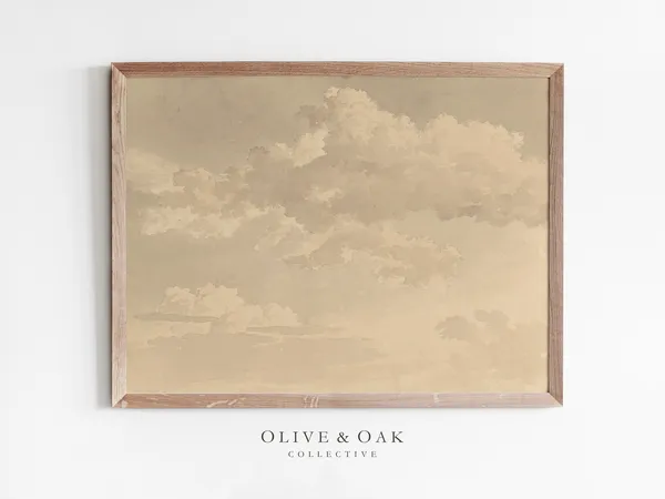 Neutral Cloud Watercolor Art Print, Nursery Decor