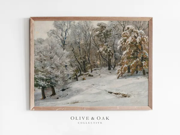 Snowy Trees Cozy Cabin Decor Art Print