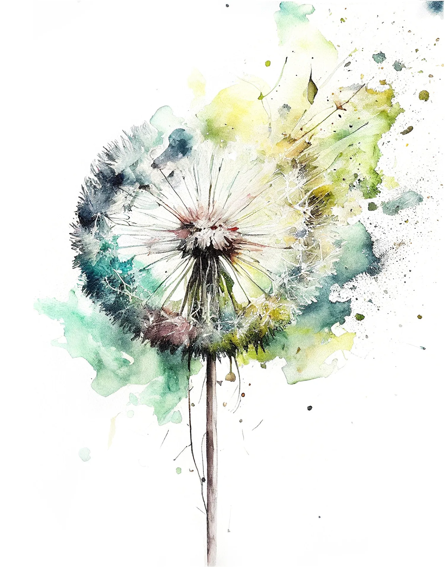 Dandelion Watercolor Art Print, Blue Botanical - Image 3