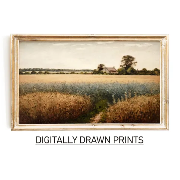 Wildflower Field Meadow Vintage Painting Poster