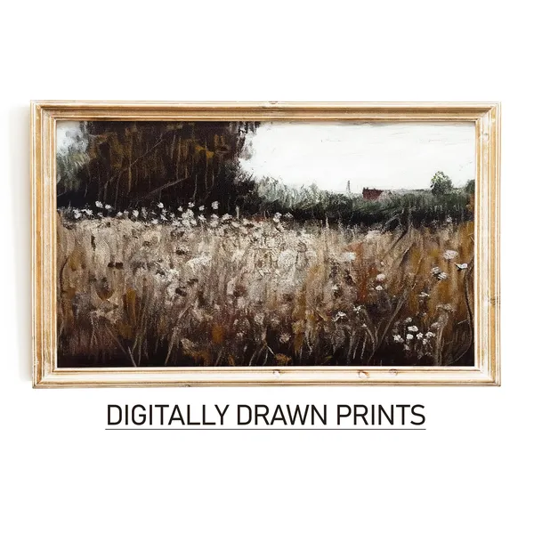 Wildflower Field Vintage Painting Art Print