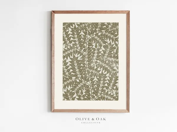 Botanical Pattern Art Print, Earth Tone Decor