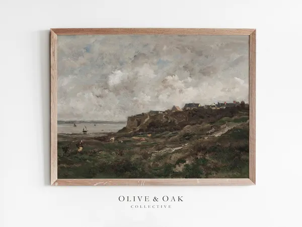 Moody Coastal Farmhouse Vintage Landscape Poster Print