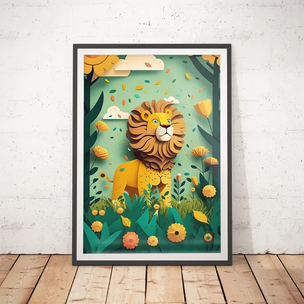Kids Lion Print Nursery Art Poster