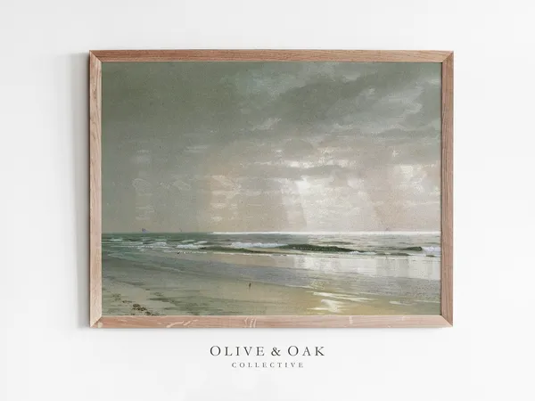 Muted Seascape Painting, Coastal Wall Art Print