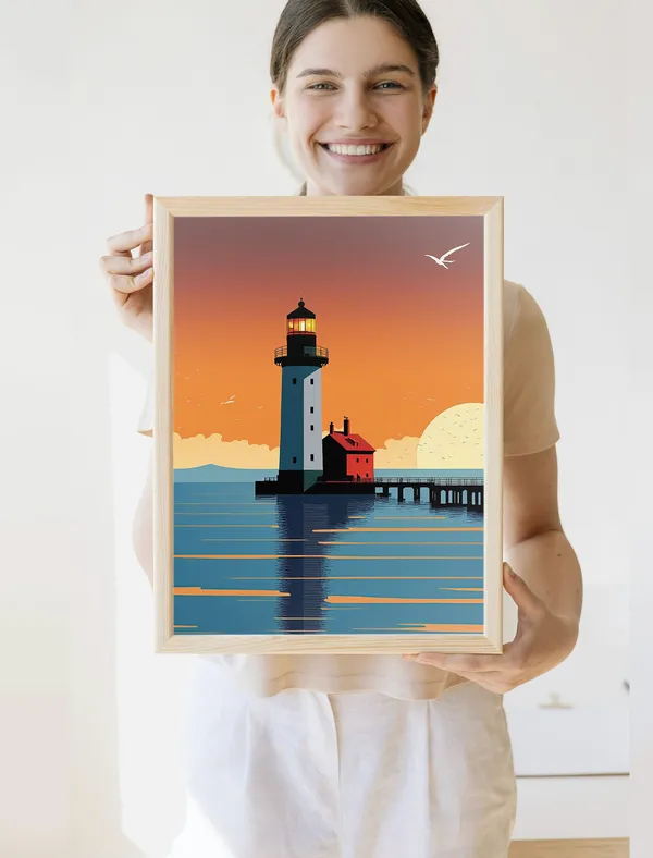 Rustic Lighthouse Print, Lake Superior Duluth Poster