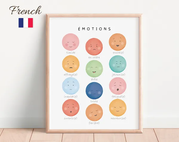 French Classroom Shapes Poster, Educational Playroom Art