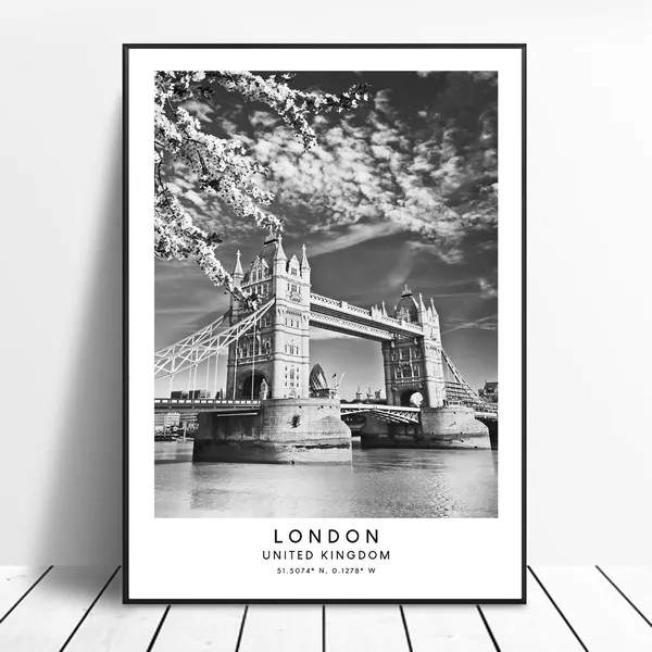London Tower Bridge Travel Poster, City Wall Art