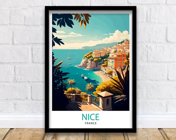 Nice France Travel Poster, French Riviera Decor