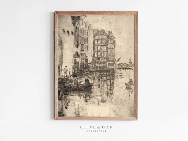 Vintage Architecture Cityscape Drawing - Art Print