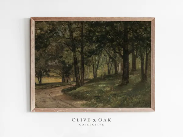 Vintage Forest Landscape, Country Oil Painting Art Print
