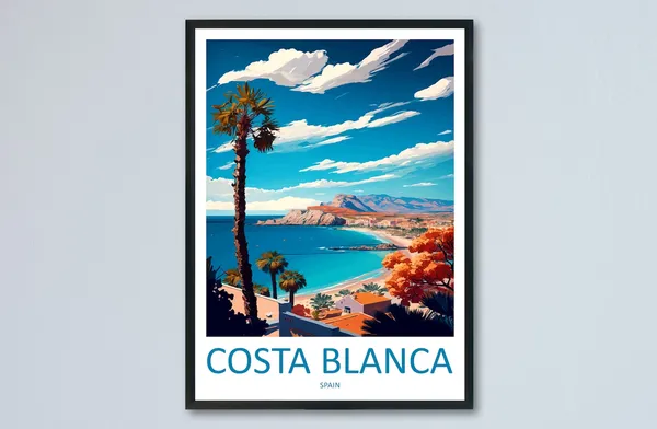 Costa Blanca Travel Poster, Spain Wall Art