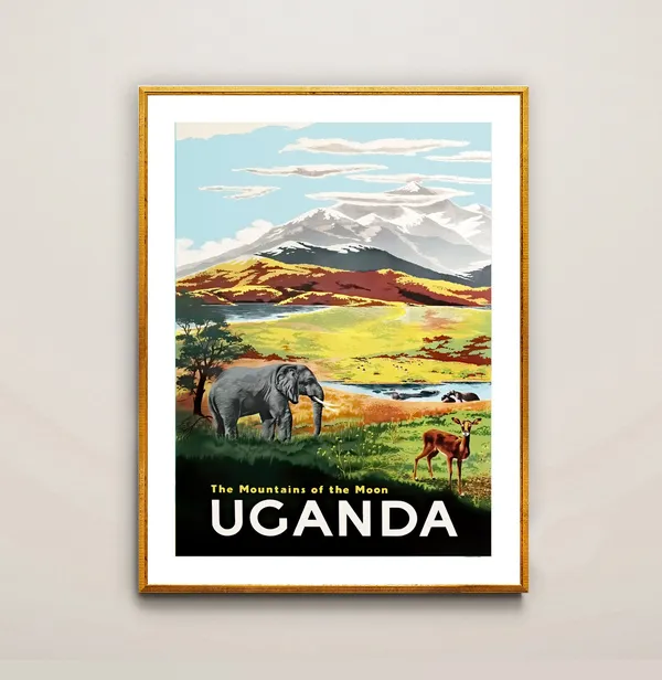 The Mountains of the Moon Uganda Vintage Travel Poster