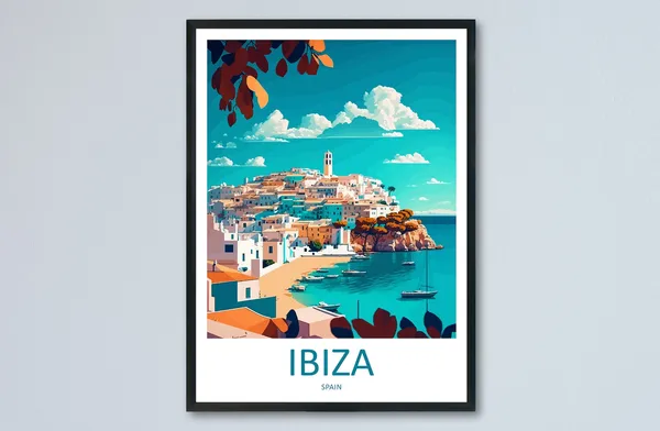Ibiza Travel Poster, Spain Wall Decor