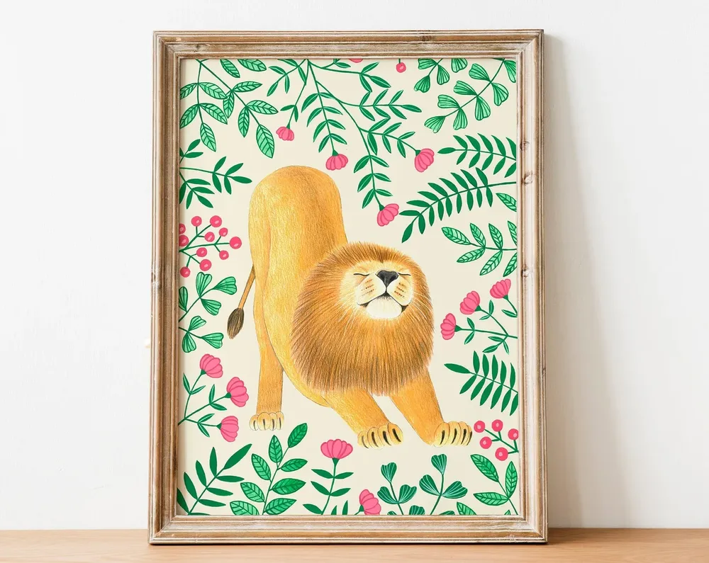 Lion Wall Art Jungle Print, Boho Safari Poster