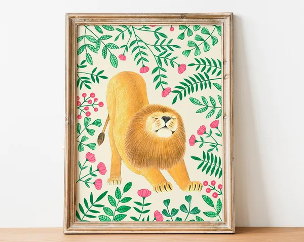 Lion Wall Art Jungle Print, Boho Safari Poster