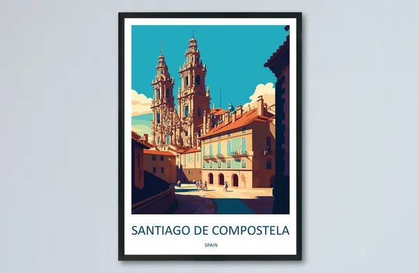 Santiago De Compostela Travel Poster, Spain Wall Art