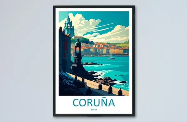 Corua Travel Poster, Spain Wall Decor