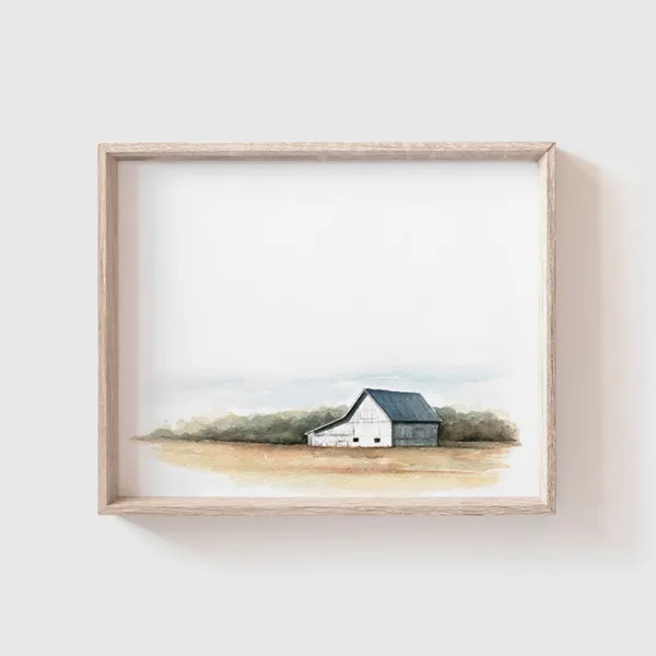 Barn No 1 Watercolor Art Print, Modern Farmhouse