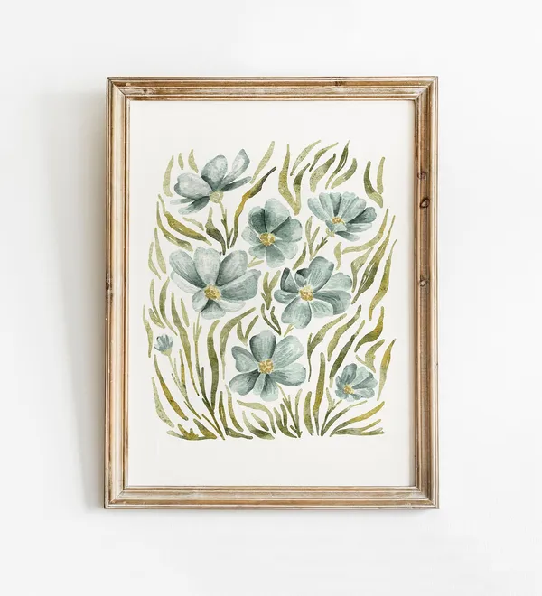 Wildflower Painting Vintage Style Art Print