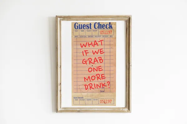 Guest Check Poster, Trendy Retro Bar Cart Art Print