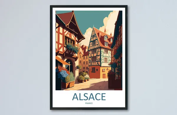 Alsace Cityscape Travel Poster, France Wall Decor