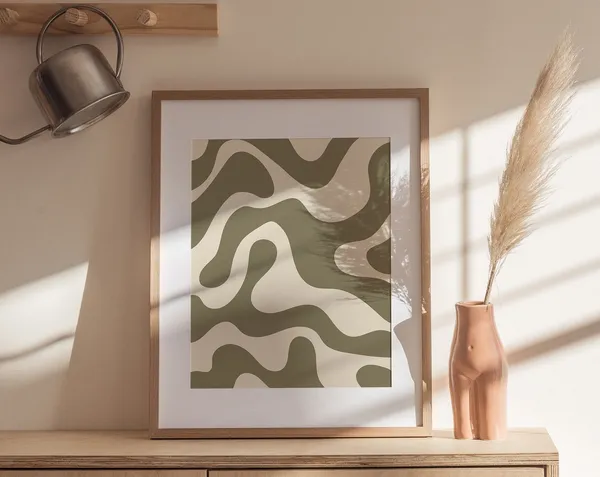 Japandi Modern Abstract Art Print, Neutral Decor
