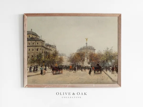 Autumn Paris Street Scene, French Cityscape Art Print