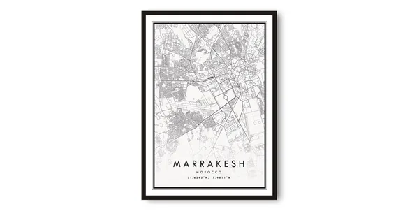 Marrakesh Map Art Print, Morocco Travel Poster