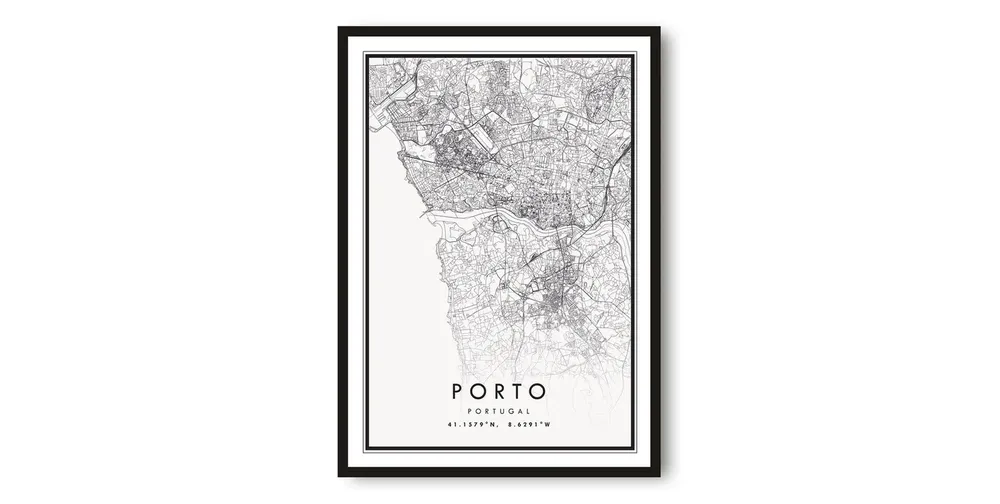 Porto Portugal Map Art Print, Minimalist City Poster