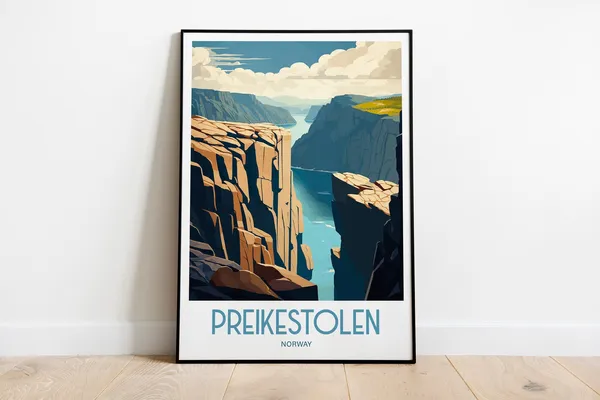 Preikestolen Travel Poster, Norway Landscape Print