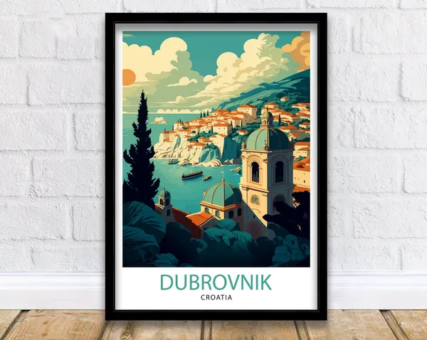 Dubrovnik Croatia Travel Poster, European City View