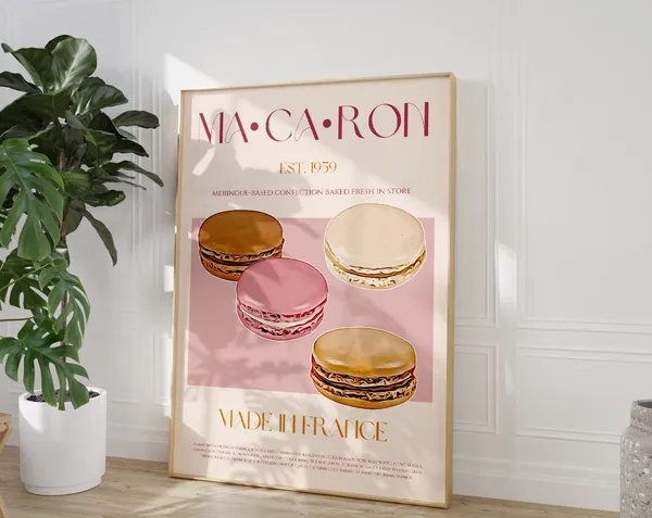 Macaron Exhibition Poster, Mid-Century Kitchen Print