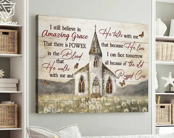 Amazing Grace Church Vintage Farmhouse Art Print