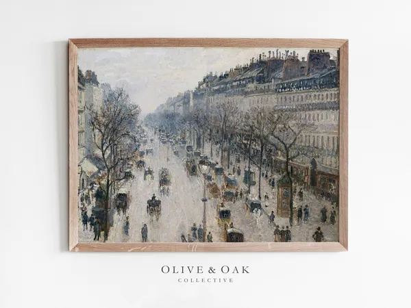 Winter Cityscape Vintage Architecture Art Print