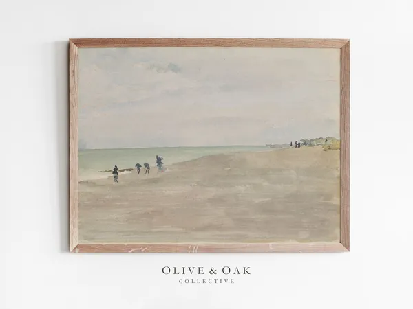 Vintage Coastal Seascape Watercolor Art Print
