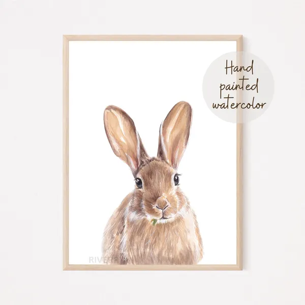 Cute Bunny Watercolor Bunny Nursery Art Print