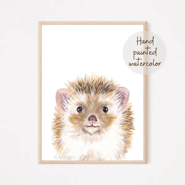 Baby Hedgehog Watercolor Nursery Animal Art Print