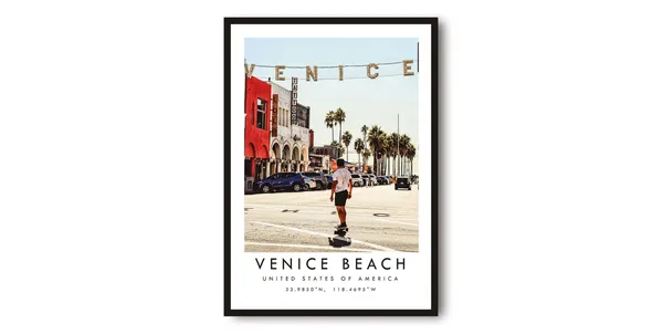 Venice Beach, Los Angeles Travel Poster Art Print