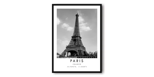 Paris Travel Poster, Minimalist Black And White