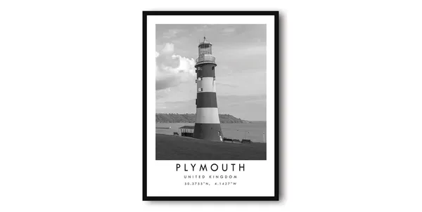 Plymouth Travel Poster, England Wall Decor