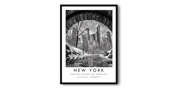 Central Park Winter Art Print, New York Travel