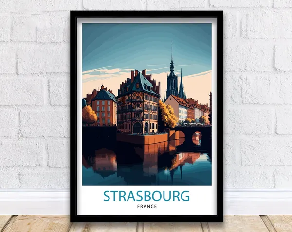 Strasbourg France Travel Poster, European Wall Decor