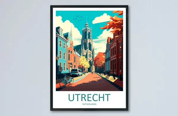 Utrecht Travel Poster, Netherlands Home Decor
