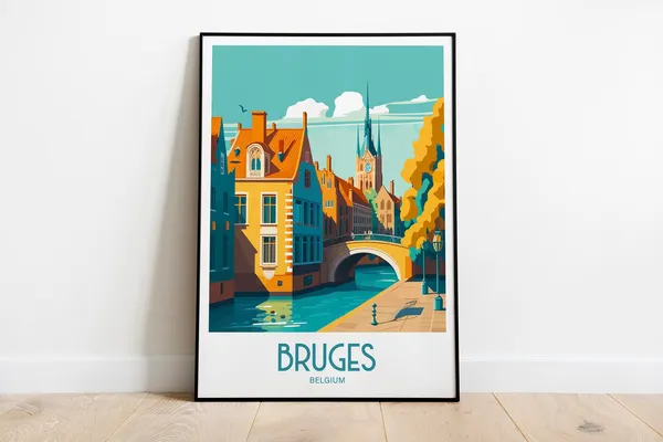 Bruges Travel Poster, Belgium City Art Print