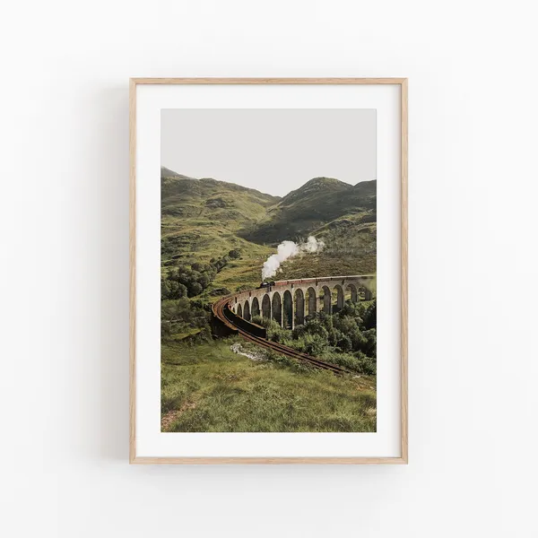 Scotland Travel Poster, Botanical Mountain Art