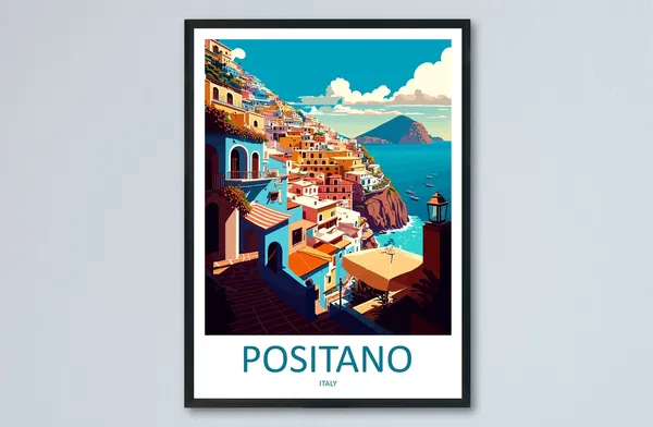 Positano Travel Poster, Italy Wall Art Print